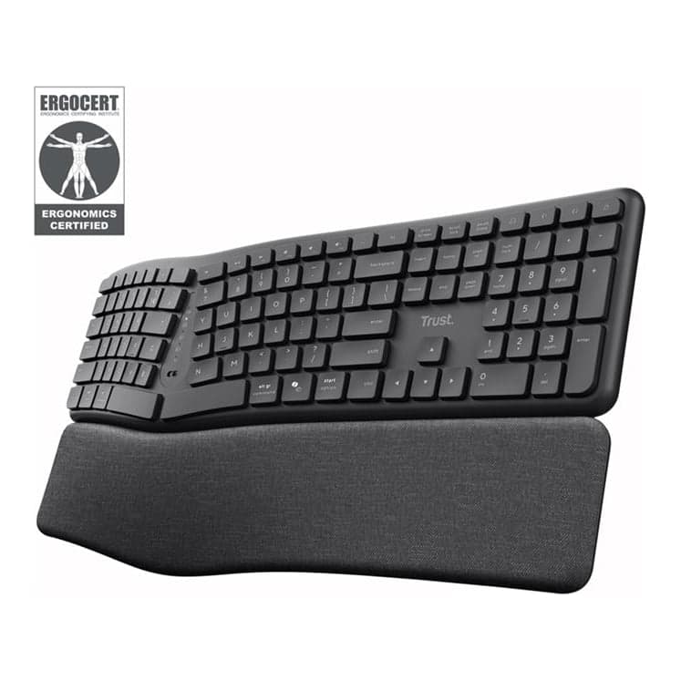 Trust Keyra Teclado Wirel Bt+ USB Ergonomico Black Es