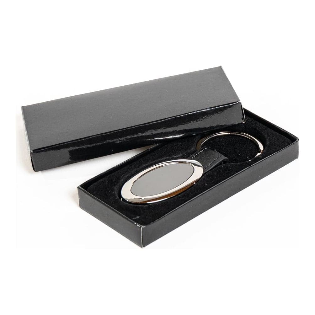 Llavero Metal Oval Con Simil Cuero